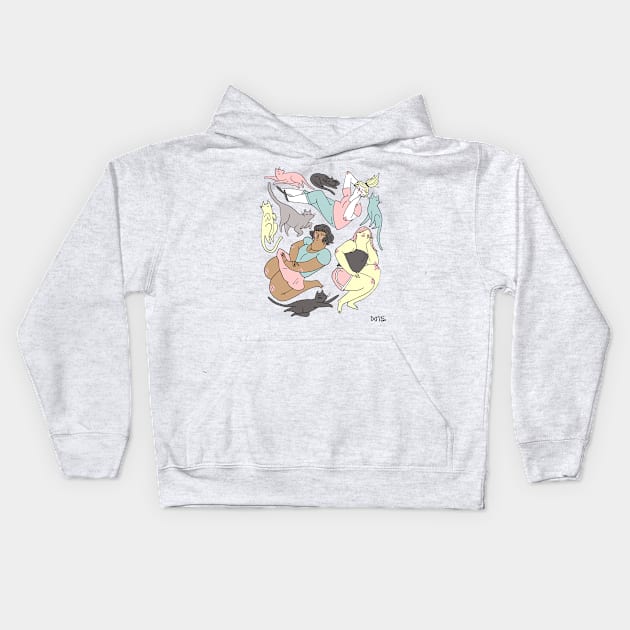 Cats n' Girls Kids Hoodie by seaeyedraw